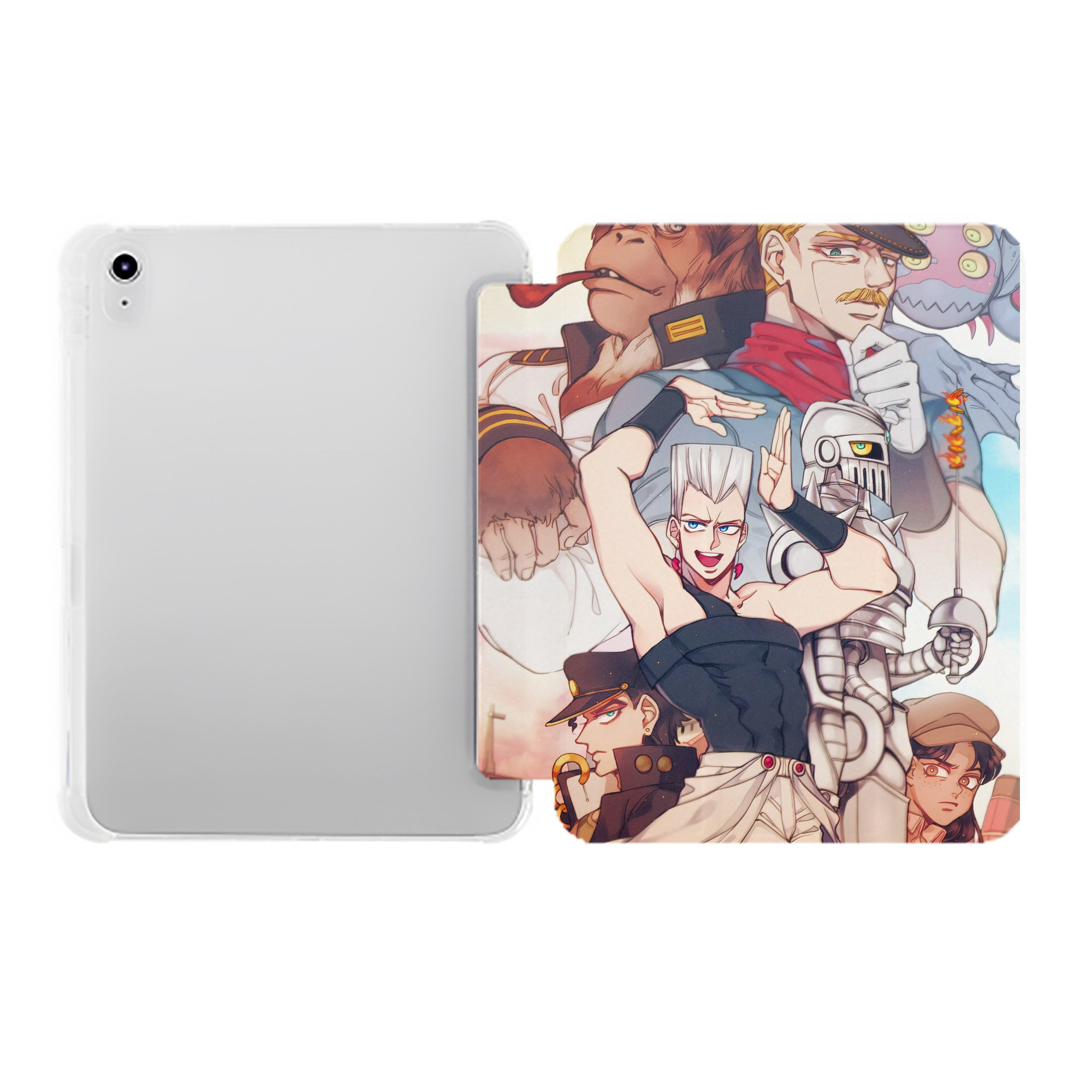 （画像用） ジョジョの奇妙な冒険 JoJo's Bizarre Adventure IPad ケース ペン収納付き 三つ折りスタンド PUレザー×シリコン 対応機種9.5/10.5/10.9インチ